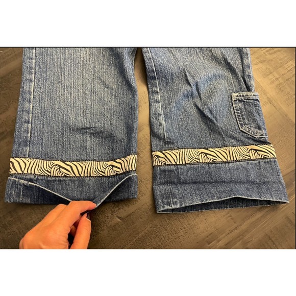 Jalate Vintage 90's Capri Crop Jeans Zebra Print Trim - Sz 7/8 Juniors - Picture 8 of 13